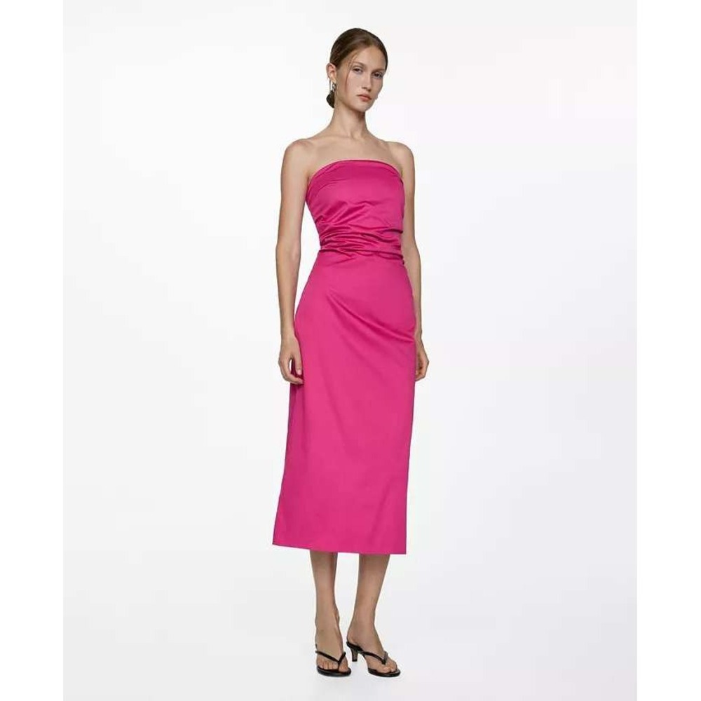 Mango Womens Paper Pink Draped Strapless Dress Size XS